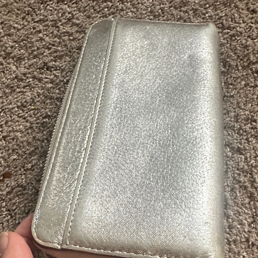 kate spade Metallic Silver Zip Wallet